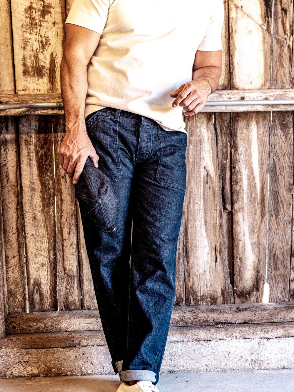 Wise>< Made Men’s Denim Military Jeans in Dark Blue